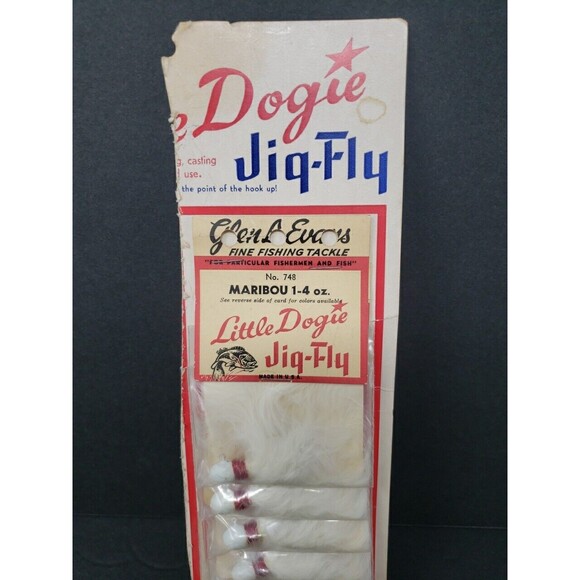 Glen L Evans Little Dogie Jig Fly NOS VTG 1950s On Original Card Display #748 WH - Picture 10 of 12
